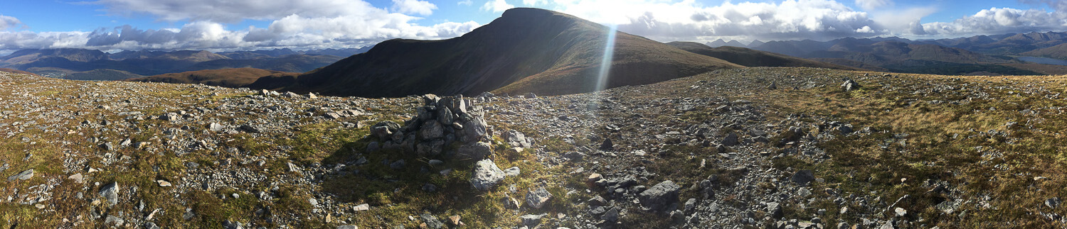 The rocky summit of a mountain in Ardgour