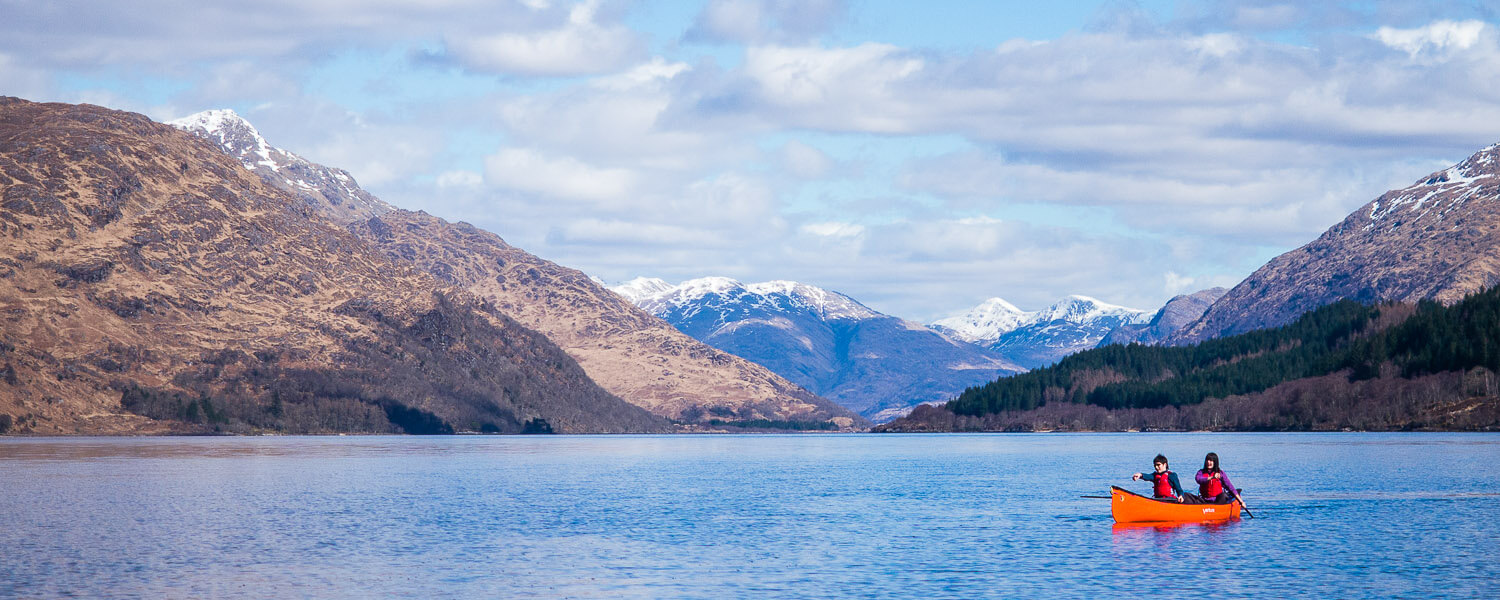 Canoe on Loch Shiel during family adventure weekend